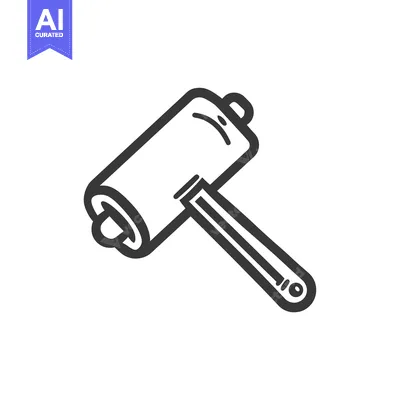 Aset desain premium: A Line Drawing of a Hammer with a Rounded Head