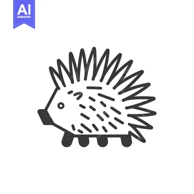 Aset desain premium: A Line Drawing of a Hedgehog with Spikes