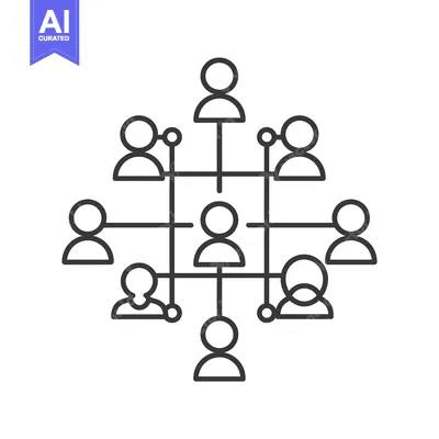Aset premium populer: A Line Drawing of a Hierarchical Organization Chart
