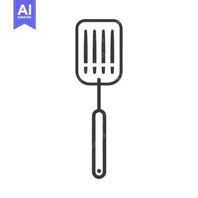Popular premium asset: A line drawing of a kitchen spatula with a handle