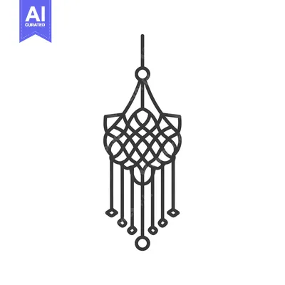 Download A line drawing of a knotted, hanging ornament with beads Vector Graphic