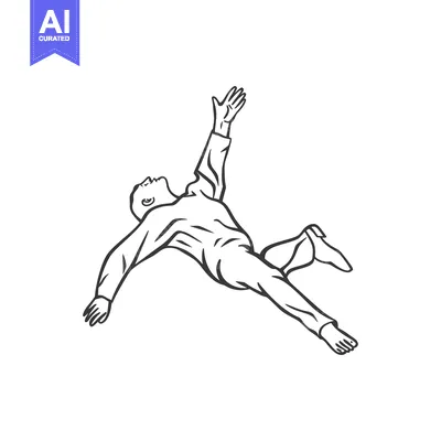 Premium design asset: A Line Drawing of a Man Falling Through the Air