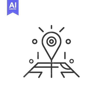 Download A Line Drawing of a Map Pin With a Target Inside Vector Graphic