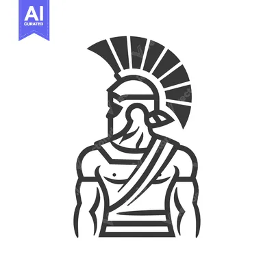 Premium design asset: A Line Drawing of a Muscular Spartan Warrior