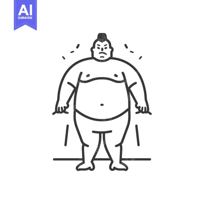 Aset desain premium: A Line Drawing of an Angry Sumo Wrestler