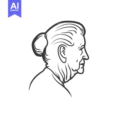 Popular premium asset: A Line Drawing of an Elderly Woman's Profile
