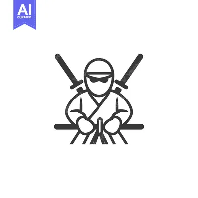 Premium design asset: A Line Drawing of a Ninja with Two Swords
