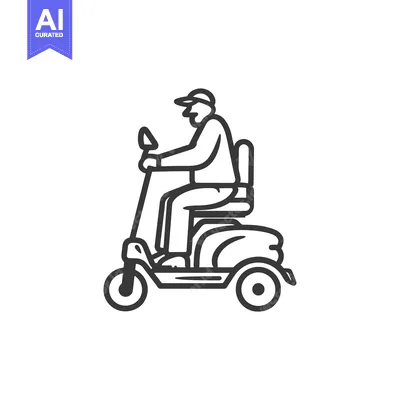 Popular premium asset: A line drawing of a person driving a mobility scooter