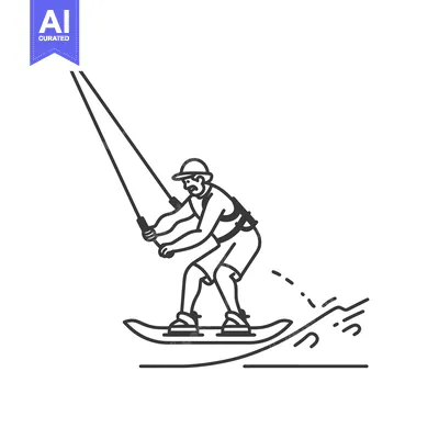 Popular premium asset: A Line Drawing of a Person Kiteboarding