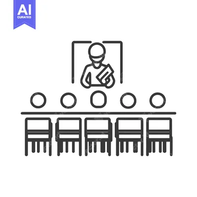 Aset desain premium: A line drawing of a person presenting to a group of people
