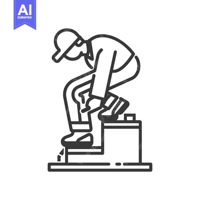 Premium design asset: A Line Drawing of a Person Reaching for a Box on a Shelf