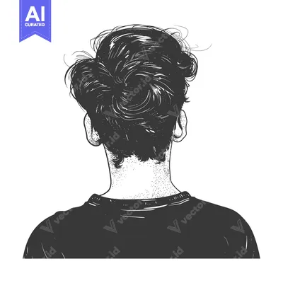Aset premium populer: A Line Drawing of a Person's Back with Short, Choppy Hair
