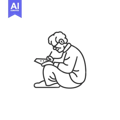 Premium design asset: A Line Drawing of a Person Sitting and Writing