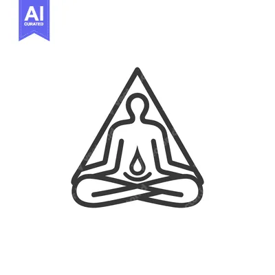 A line drawing of a person sitting in a triangle with a drop of water