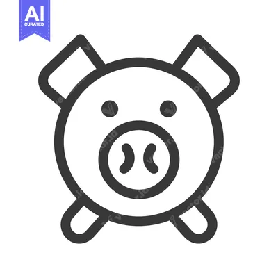 Aset desain premium: A Line Drawing of a Pig's Head with Rounded Ears