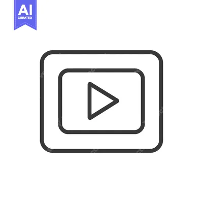 Aset desain premium: A line drawing of a play button inside a rectangle