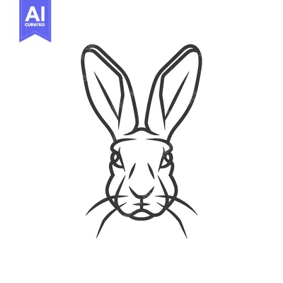 Premium design asset: A Line Drawing of a Rabbit's Face with Long Ears