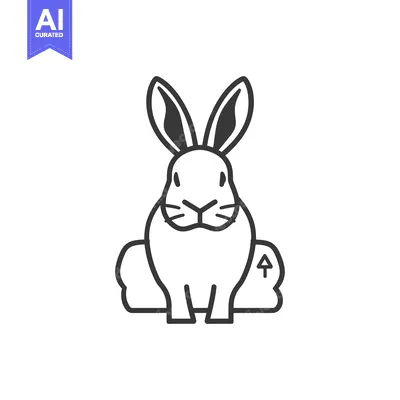Aset desain premium: A Line Drawing of a Rabbit Sitting on a Cloud