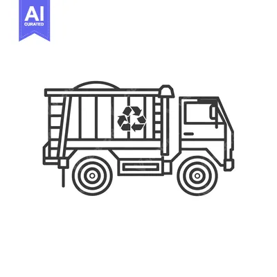 Aset premium populer: A Line Drawing of a Recycling Truck