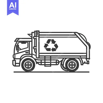 Aset premium populer: A Line Drawing of a Recycling Truck