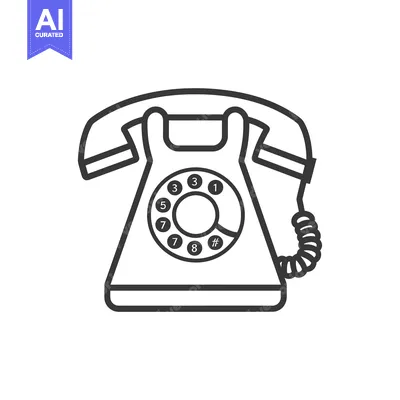 Aset desain premium: A Line Drawing of a Rotary Dial Phone