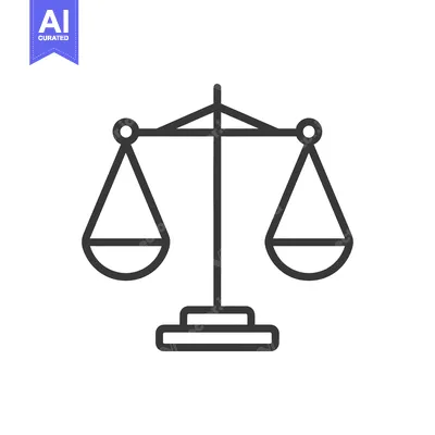 Premium design asset: A line drawing of a scale with two pans