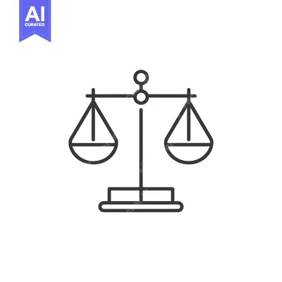 Aset desain premium: A line drawing of a scale with two pans