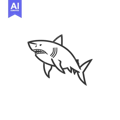 Aset desain premium: A Line Drawing of a Shark with its Mouth Open