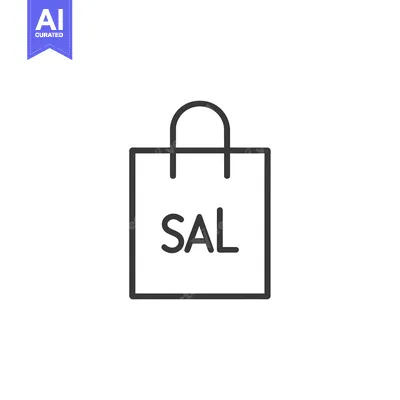 Aset desain premium: A Line Drawing of a Shopping Bag with the Word "SAL" on It