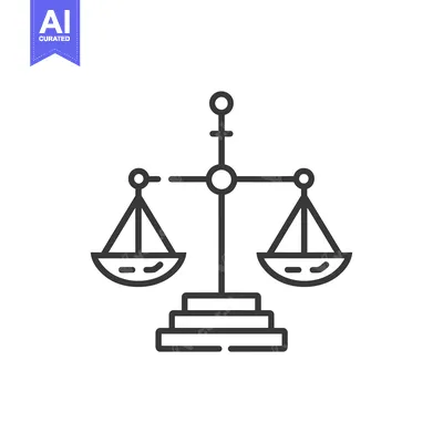 Aset desain premium: A line drawing of a simple scale with two pans