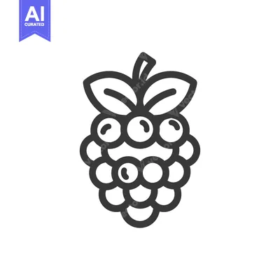 Premium design asset: A Line Drawing of a Single Blackberry with Leaves