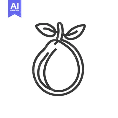 Aset desain premium: A Line Drawing of a Single Plum with Leaves