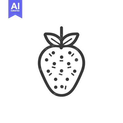 Aset premium populer: A Line Drawing of a Single Strawberry with Seeds