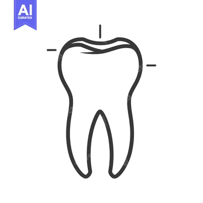 Aset premium populer: A Line Drawing of a Single Tooth with a White Background