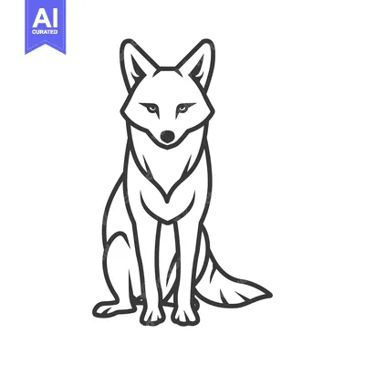 Premium design asset: A Line Drawing of a Sitting Coyote