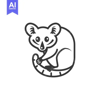 Aset premium populer: A Line Drawing of a Sitting Lemur with Large Eyes