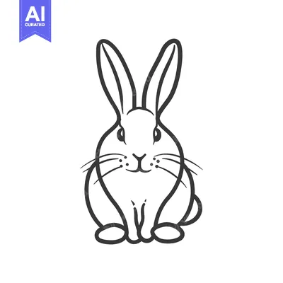 Aset desain premium: A Line Drawing of a Sitting Rabbit
