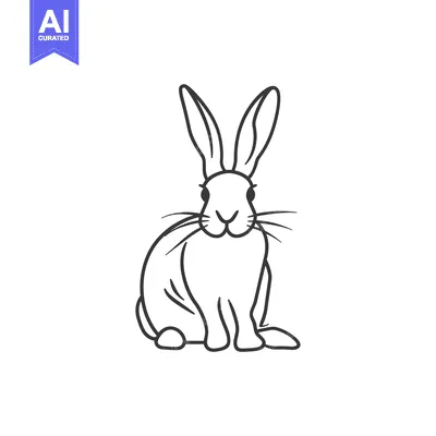 Premium design asset: A Line Drawing of a Sitting Rabbit