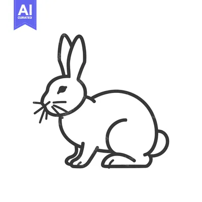 Premium design asset: A Line Drawing of a Sitting Rabbit
