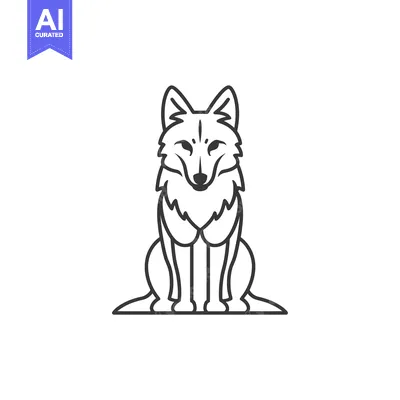 Aset desain premium: A Line Drawing of a Sitting Wolf