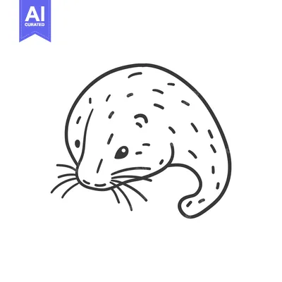 Aset desain premium: A Line Drawing of a Small, Curled-Up Animal with Whiskers
