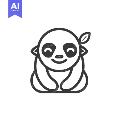 Aset premium populer: A Line Drawing of a Smiling Cartoon Sloth