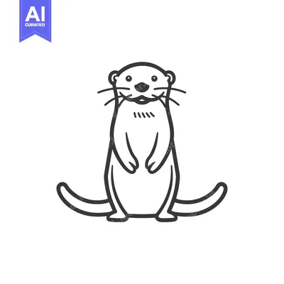 Popular premium asset: A Line Drawing of a Smiling Otter Standing on Its Hind Legs