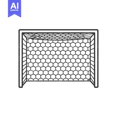 Aset premium populer: A Line Drawing of a Soccer Goal with a Hexagonal Net