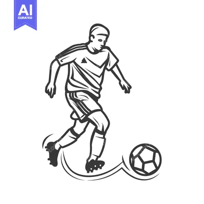 Aset premium populer: A Line Drawing of a Soccer Player Dribbleing the Ball
