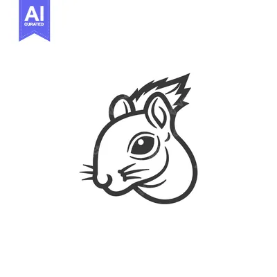 Aset premium populer: A Line Drawing of a Squirrel's Head Facing Left