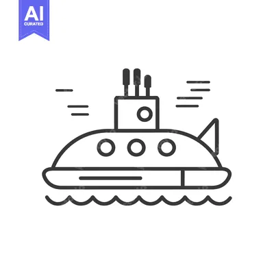 Aset premium populer: A line drawing of a submarine moving through water