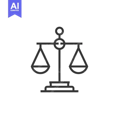 Aset premium populer: A line drawing of a traditional scale with two symmetrical pans