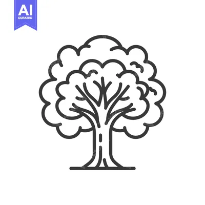 Aset premium populer: A Line Drawing of a Tree with a Thick Trunk and Branches