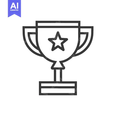 Aset premium populer: A Line Drawing of a Trophy Cup with a Star Inside